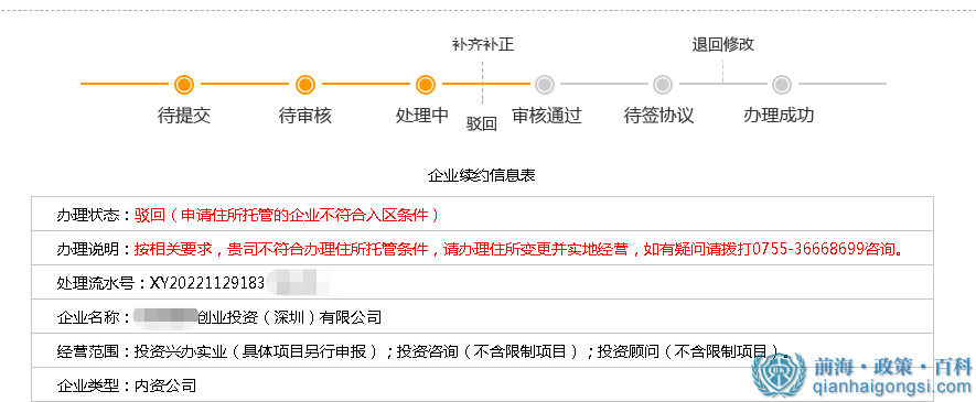 前海地址續(xù)約駁回截圖